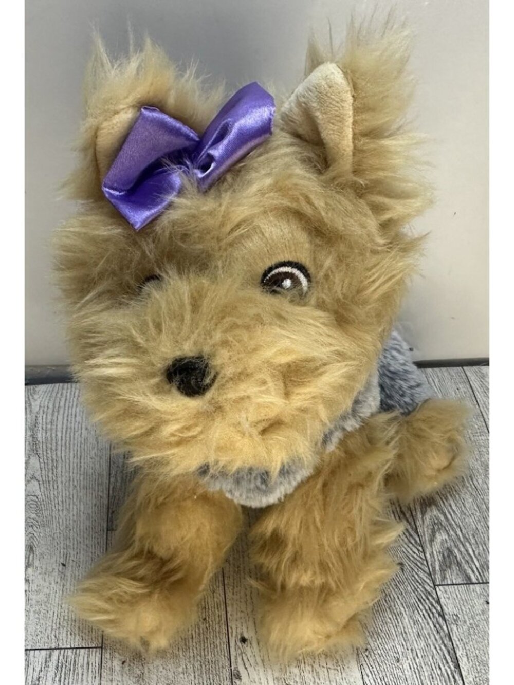 Yorkie Dog Plush Toy Purple Bow 9" Distributed By Walmart Yorkshire Terrier
